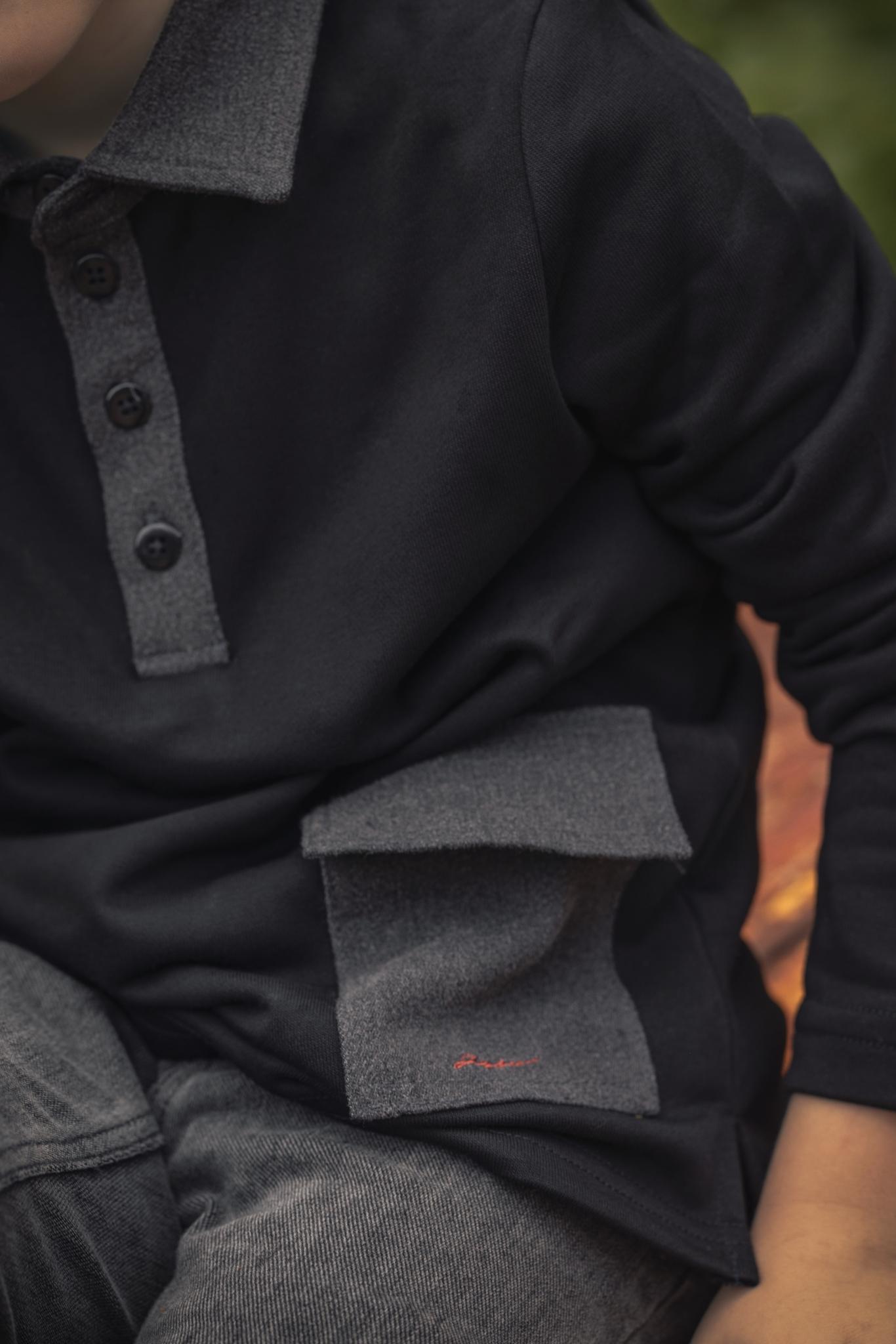 Denim Paneled Polo