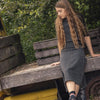 Denim Paneled Midi Skirt