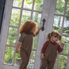 Checkered Collar Shirt and Overalls Set