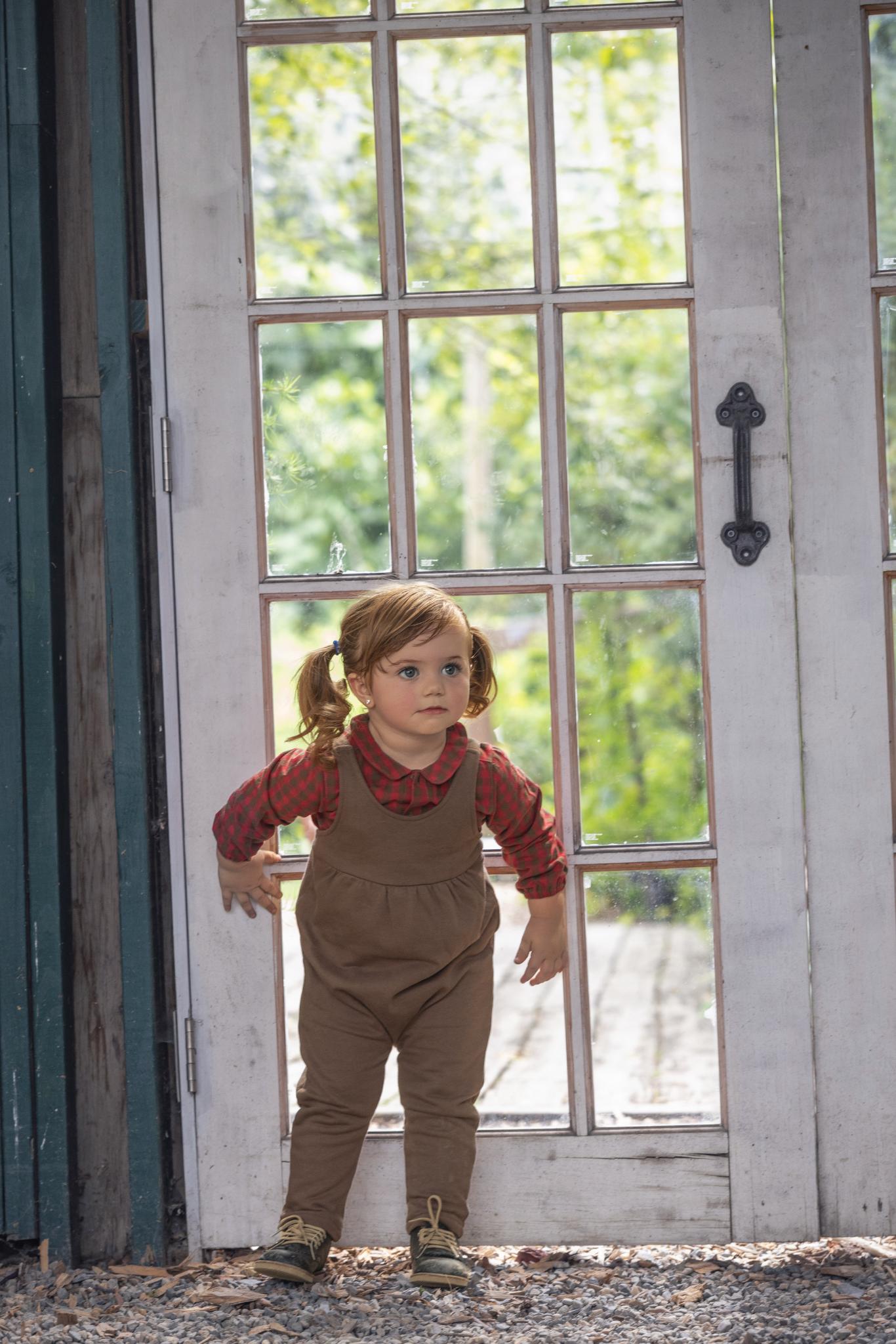 Checkered Peter Pan Shirt and Overalls Set