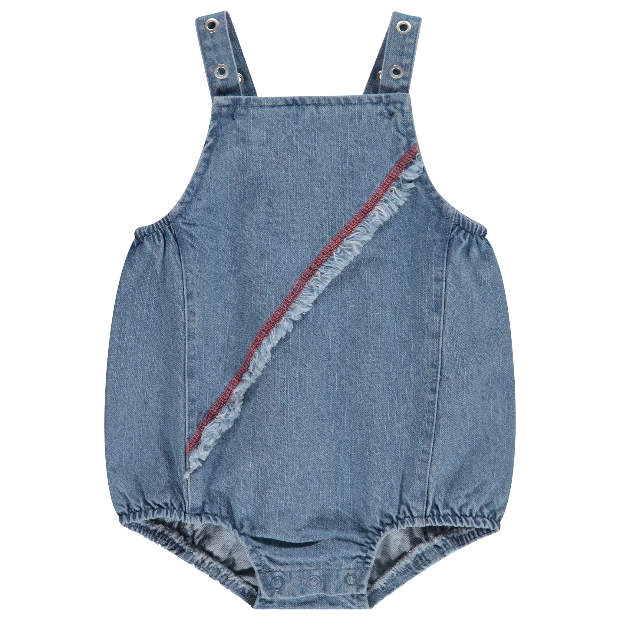 Denim Grommet Fringe Romper