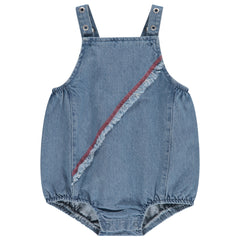 Denim Grommet Fringe Romper