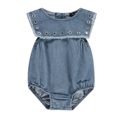 Denim Grommet Sailor Romper