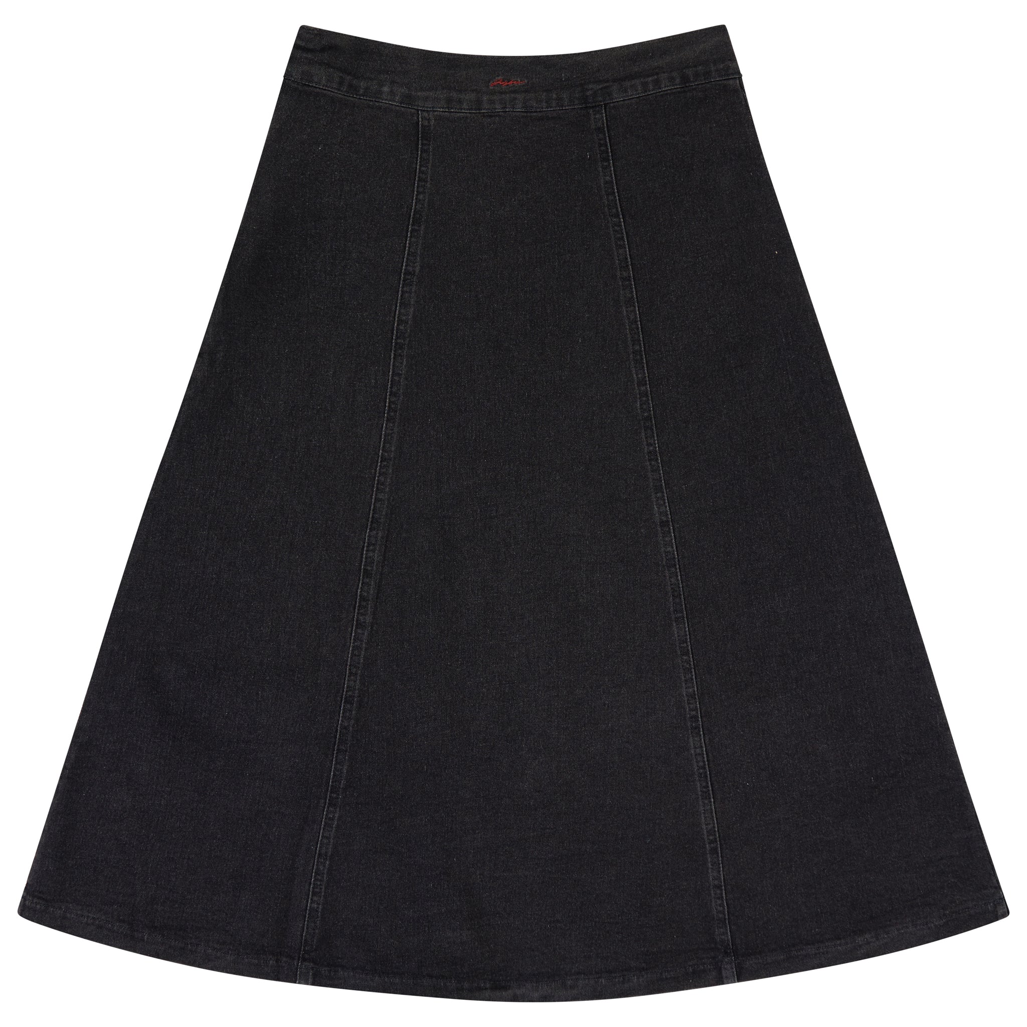 Denim Paneled Midi Skirt