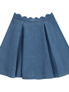 Scalloped Denim Skirt